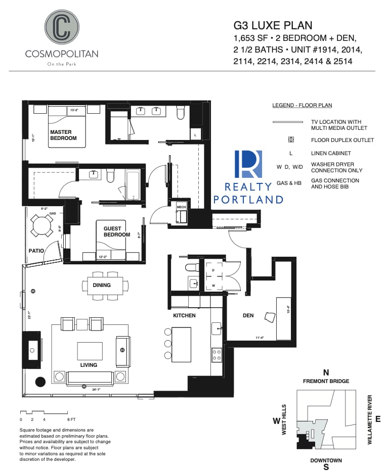 G3 Luxe Plan floor plan at Cosmopolitan on the Park