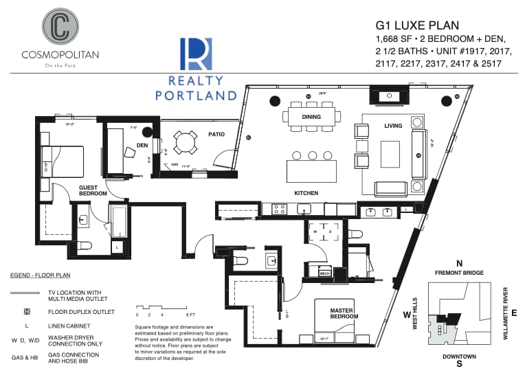 G1 Luxe Plan floor plan at Cosmopolitan on the Park