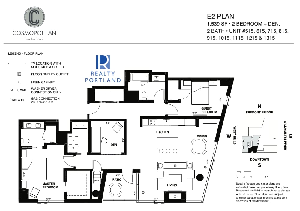 E2 Plan floor plan at Cosmopolitan on the Park